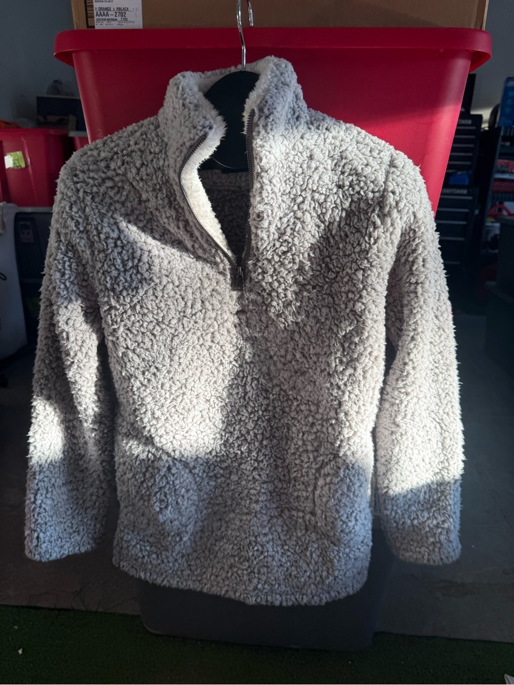 Love Tree Sherpa Zip-Up Sweater in Light Gray p61
